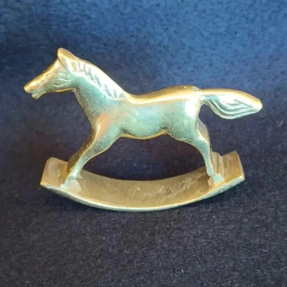 Vintage Solid Brass Rocking Horses- Set of 2 - Picture 4 of 4